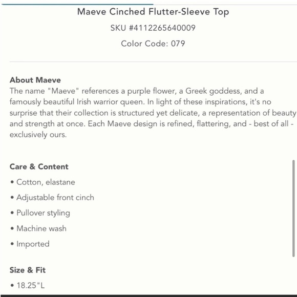 NWOT MAEVE ANTHROPOLOGIE FLORAL FLUTTER CINCHED TOP L - Picture 4 of 10